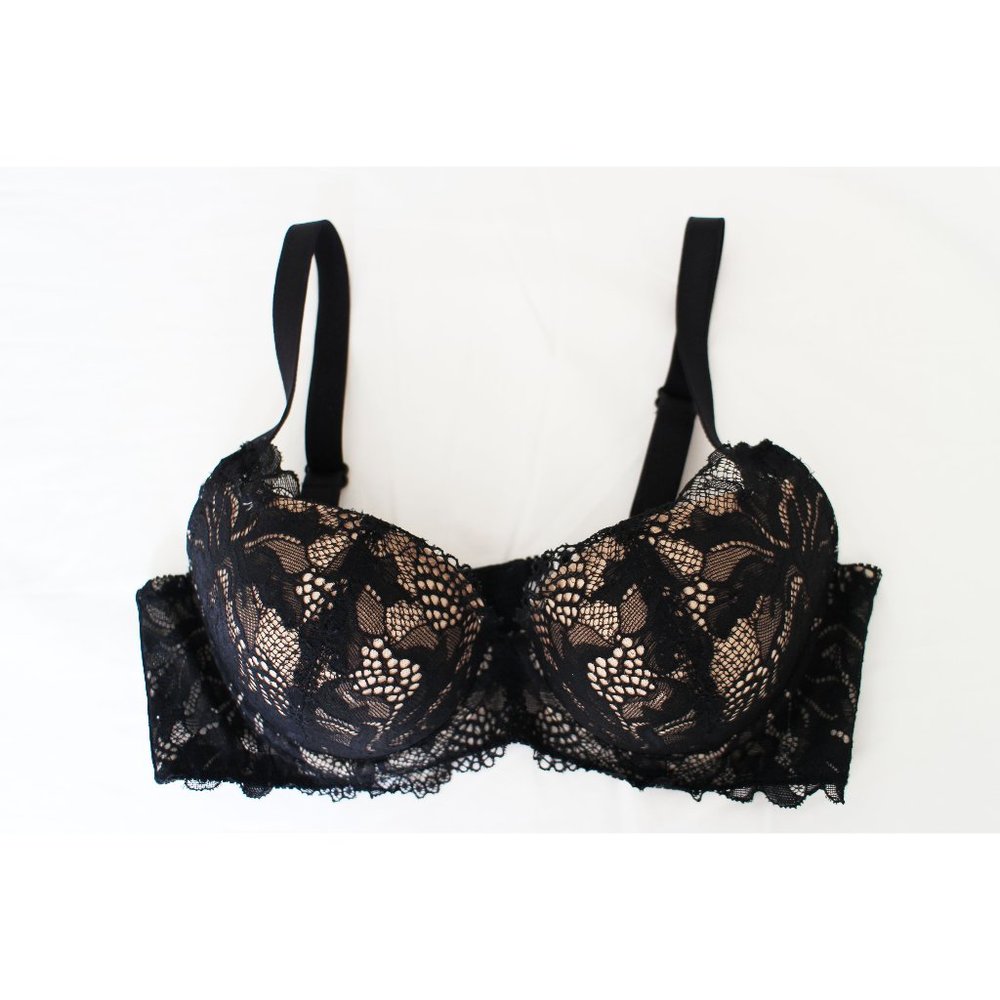 Bradelis Magic Black Lace Bush-Up Bra Size 32C